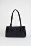 Women's Palace Black 3-Compartment Lined Snap Closure Suede Handbag and Shoulder Bag