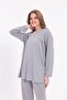 Women's Gray Plus Size Cotton Button down Pajama Set - 6
