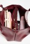 Women's Palace Burgundy 3-Compartment Lined Snap Closure Faux Leather Handbag and Shoulder Bag - 5
