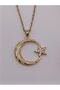 Stainless Steel, Zircon Stone, Moon-Star Necklace, Republic Collection