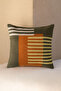 Geometric Striped Handmade Wool Cushion Cover Green 45X45
