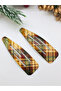 Plaid Patterned 2-Piece Snap Buckle - 2