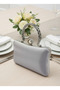 Silver Grey Pearl and Crystal Embroidered Glitter Satin Evening Dress Bag Wedding Engagement Graduation - 5