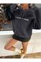 I Don'T Care Written Women's Oversized Hooded Sweatshirt - 3