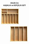 40X35 cm Multi-Compartment Wooden Spoon and Ladle Holder Set - Drawer Organizer - Wooden Organizer - 3