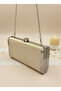 Complete Metal Frame and Crystal Embroidered Glitter Satin Evening Dress Bag - 2