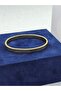 Thick Flat Handcuff Model Gold Color Steel Bracelet - 4