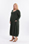 Stylish & Elegant Long Length Stretch Fabric Stretchy Sendy Fabric Square Pocket Long Sleeve Crew Neck Dress 5031 - 7
