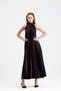 High Neck Pleated Detail Satin Maxi Dress |   Elb34513 Murdum - 6