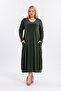Stylish & Elegant Long Length Stretch Fabric Stretchy Sendy Fabric Square Pocket Long Sleeve Crew Neck Dress 5031 - 2