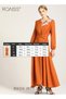 Women's Dress V-Neck A-Line Waist-Slimming Thin Three-Dimensional Applique Long-Sleeved Embroidere - 4