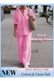 Ladies Comfortable Cotton Linen 2 Piece Suit for Daily Commute - Shirt and Wide Leg Pants Set with S - 3