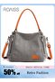 Large Capacity Shoulder Tote Bag Casual Canvas Handbag Crossbody with Long Strap Multi Pocket Shoppe