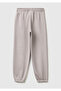 Girl's beige elastic waist drawstring joggers with elastic cuffs - 2