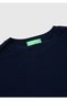 Women's Navy Blue 100% Wool Crew Neck Short Sleeve Sweater - 7