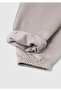 Girl's beige elastic waist drawstring joggers with elastic cuffs - 3