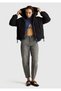 Women's Black down Jacket with Hooded Zippers and Elastic Sleeves - 5