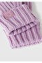 Boy's lilac wool and viscose blend ribbed gloves with logo label - 3