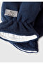 Boy's Navy Blue Logo Detailed Drawstring Gloves - 3