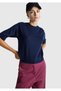 Women's Navy Blue 100% Wool Crew Neck Short Sleeve Sweater