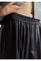 Women's Black Elastic Waist Drawstring Wide Leg Pants - 6