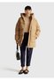 Women's Light Brown down Waist Lace-Up Hooded Long Puffer Coat - 5