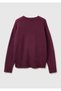 Women's plum wool blend sweater with wide bike collar bottom - 4