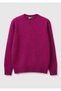 Women's Fuchsia Crew Neck Shetland Sweater - 2