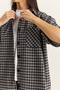 Women's Navy Blue Beige Oversize Plaid Shirt with Single Pocket Detail 513 60283572 - 6