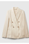 Women's Stone Color 100% Linen Jacket - 2