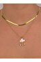 Pearlescent Cloud Rain Figure Gold Steel Necklace Combination Herringbone Snake Italian Chain Non-Tarnish Gift - 6