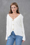 Women's Crew Neck Button Detail Soft Textured Knitwear Jacket 12315