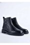 Men's black genuine leather zippered buckle boots - cool