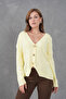 Women's Crew Neck Button Detail Soft Textured Knitwear Jacket 12315 - 3