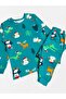 Girls' 100% Cotton Green Christmas Pine Tree Deer Snow Pattern Long Sleeve Winter Pajamas Set - 3