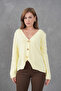 Women's Crew Neck Button Detail Soft Textured Knitwear Jacket 12315 - 5