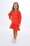 Girl's Printed Relax Fit Crew Neck Raglan Long Sleeve Flounce Dress - 2
