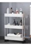 3-Tier Slim Rolling Storage Cart – Slide-Out Organizer, White