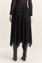 Women's Black Velvet Patterned Lined Asymmetrical Cut Elastic Waist Midi Skirt De251125 60283880 - 8