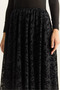 Women's Black Velvet Patterned Lined Asymmetrical Cut Elastic Waist Midi Skirt De251125 60283880 - 7