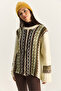 Women's Cream Ethnic Patterned Oversize Crew Neck Thick Knitwear Sweater 2529 60283875 - 5