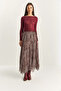 Women's Burgundy Shawl Patterned Asymmetrical Cut Lined Chiffon Bohemian Skirt De251102 60283881 - 4