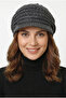 Women's Anthracite Visor Knit Beanie - Trendy Winter Knitted Cap Hat - 2