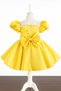 Special Design Yellow Short Sleeve Pearl Detailed Girls Evening Dress - 2