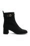 Buckle Zippered Rubber Sole Boots Z524 Suede Black C03 (Suede Black)