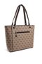 Dark Beige - Brown Striped Monogram Women's Shoulder Bag Sp1176 - 4