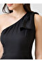 Black One Shoulder Bow Detail Sheath Mini Dress - 4
