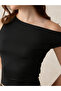 Black Asymmetric Neck Solid Knit Top - 5