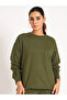 Olive Piping Detail Terry Sweatshirt
