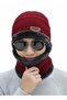 2-Piece Burgundy Winter Thick Hat Beanie Scarf Set
